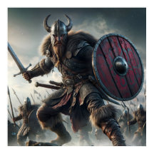 Majestueuze grijs-schalen strijd felle Viking aanv