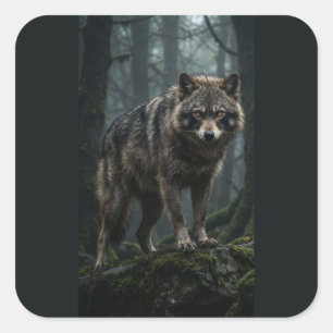 Majestueuze grijze wolf sticker – Wildernis gesche