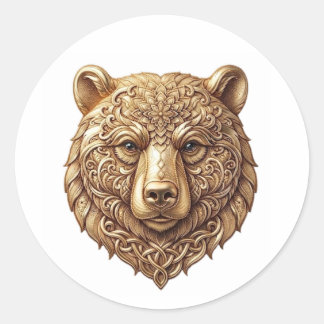 Majestueuze Grizzlybeer Sticker, Koninklijke Wildl Ronde Sticker
