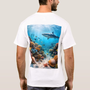 Majestueuze haai en koraalrif rand grafiek t-shirt
