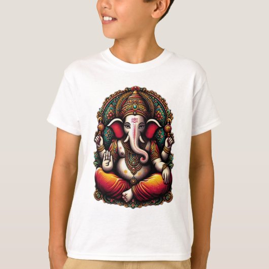 Majestueuze Heer Ganesha in Goddelijke Aura T-shirt (Voorkant)