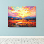 Majestueuze Herfst Plateau in Sunset Fine Art Canvas Afdruk (Insitu (Houten vloer))