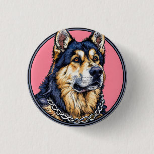 Majestueuze hond met felle kleuren ronde button 3,2 cm