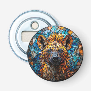 Majestueuze Hyena Glas-in-Lood Mozaïek Kunst Button Flesopener