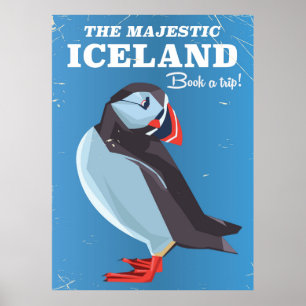 Majestueuze IJslandse Papegaaiduiker vintage reisp Poster