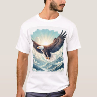 Majestueuze kale adelaar stijgt boven de bergen T- T-shirt
