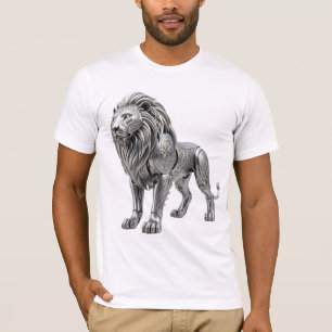 Majestueuze Keltische Zilveren Leeuw met Ingewikke T-shirt