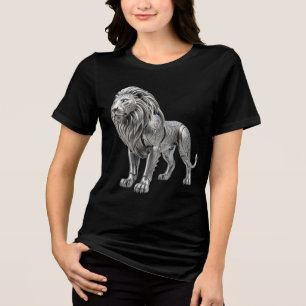 Majestueuze Keltische Zilveren Leeuw met Ingewikke Tri-Blend Shirt