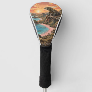 Majestueuze Komodo-draak met uitzicht op Pink Beac Golfheadcover