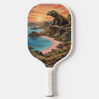 Majestueuze Komodo-draak met uitzicht op Pink Beac Pickleball Paddle