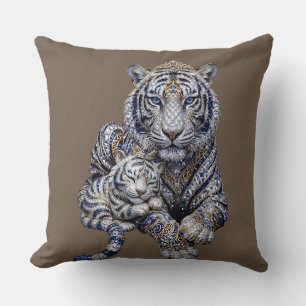 Majestueuze Koninklijke Gejewelde Witte Tijger Kun Kussen