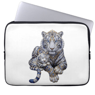 Majestueuze Koninklijke Gejewelde Witte Tijger Kun Laptop Sleeve