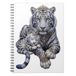 Majestueuze Koninklijke Gejewelde Witte Tijger Kun Notitieboek