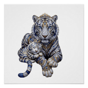 Majestueuze Koninklijke Gejuwelen Witte Tijger Kun Perfect Poster