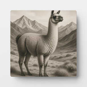 Majestueuze Lama in Andesgebergte Fotoplaat