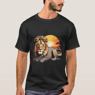 Majestueuze Leeuw Afrikaanse Zonsondergang Grafisc T-shirt