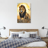 Majestueuze Leeuw Canvas Afdruk (Insitu (Slaapkamer))