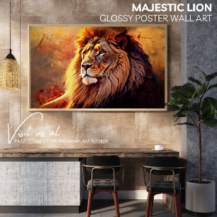 Majestueuze Leeuw Glanzende Poster Muurkunst Perfect Poster