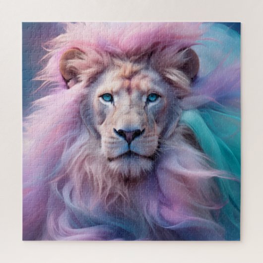 Majestueuze leeuw met zijdeachtige pastelbont - et legpuzzel (Verticaal)