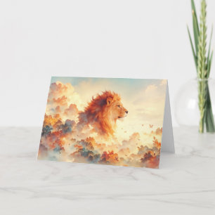 Majestueuze Leeuw Tussen Stralende Wolken Kaart