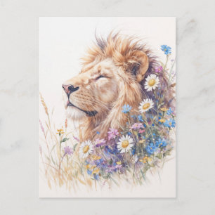 Majestueuze Leeuw Wilde Bloem Botanisch Briefkaart