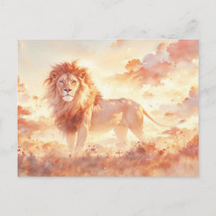 Majestueuze Leeuw Zonnige Savanne Briefkaart