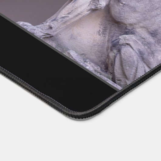 Majestueuze leeuwen als elegante stenen beelden be bureaumat (Hoek)