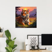 Majestueuze ligtijger in zonsondergang poster (Thuiskantoor)