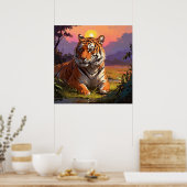 Majestueuze ligtijger in zonsondergang poster (Keuken)