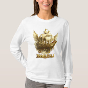 Majestueuze lucht schip fantasy kunst lange mouw T T-shirt