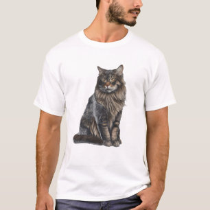 Majestueuze Maine Coon Kat Realistisch Portret Kun T-shirt