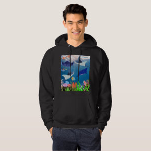 Majestueuze Manta-stralen onder blauw onderwaterwo Hoodie
