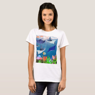 Majestueuze manta's en koralen rif oceanische wond t-shirt
