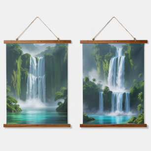 majestueuze meertrapswaterval hangend wandkleed