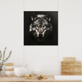 Majestueuze Monochrome Wilde Wolf Poster (Keuken)