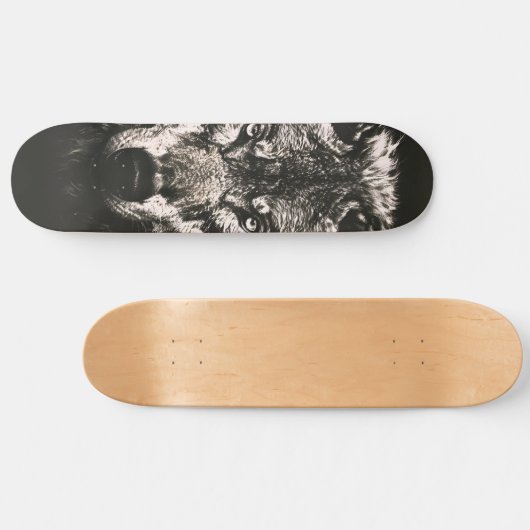 Majestueuze Monochrome Wilde Wolf Skateboard (Horizontaal)