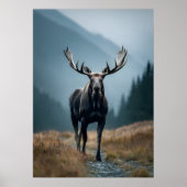 Majestueuze Moose in Mountain Valley Poster (Voorkant)