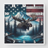 Majestueuze Moose met uitzicht op het Amerikaanse  Vierkante Klok (Voorkant)