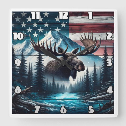 Majestueuze Moose met uitzicht op het Amerikaanse Vierkante Klok (Voorkant)