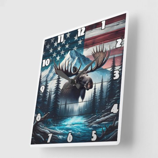 Majestueuze Moose met uitzicht op het Amerikaanse  Vierkante Klok (Hoek)