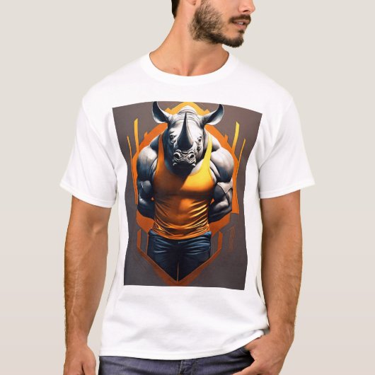 Majestueuze neushoorn in het Savanna T-Shirt Desig (Voorkant)