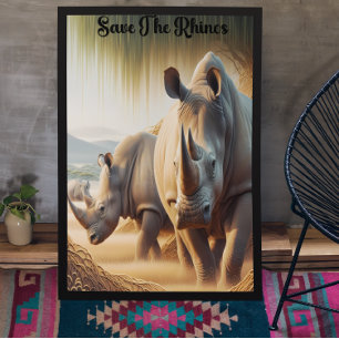 Majestueuze neushoorns: Een velden genade Poster
