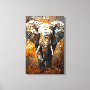 Majestueuze Olifant in Dynamische Impasto Kunst Canvas Afdruk