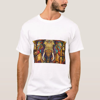 Majestueuze olifant in Glas in lood kunst T-shirt