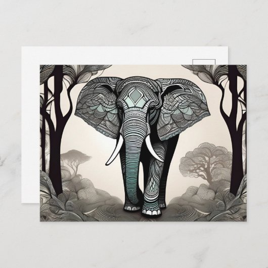 Majestueuze olifant met tribale patronen briefkaart (Voorkant / Achterkant)