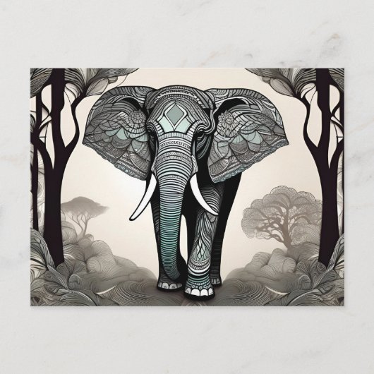 Majestueuze olifant met tribale patronen briefkaart (Voorkant)