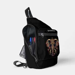 Majestueuze olifant versierd met ingewikkelde patr sling bag