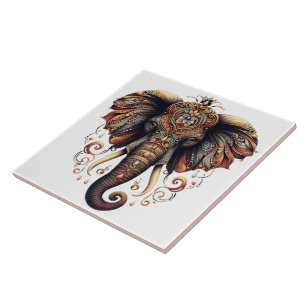Majestueuze olifant versierd met ingewikkelde patr tegeltje