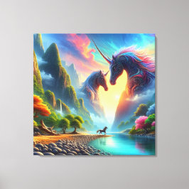 Majestueuze ontmoeting in een kleurrijke vallei -  canvas afdruk