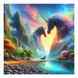 Majestueuze ontmoeting in een kleurrijke vallei -  foto afdruk